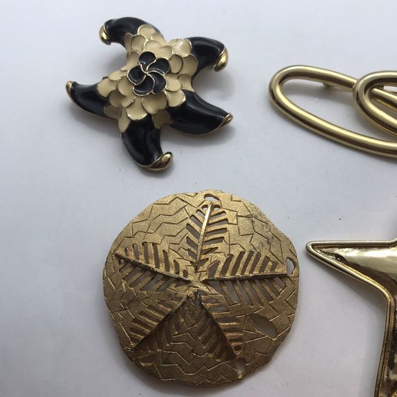 Vintage Brooch Lot Metal Enamel Stars Geo Retro Beach Boho Mod Pins - Picture 4 of 7
